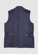 William Tweed Gilet vest med Nehru krave, Yorkshire Tweed, blå