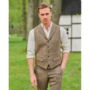 Wales tweed vest, Harris Tweed, country herringbone, farve 624