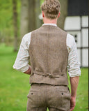 Wales tweed vest, Harris Tweed, country herringbone, farve 624