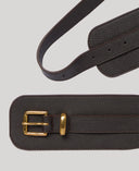 Wide Leather Wrap Belt, dark chocolate mørkebrun