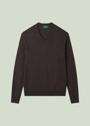Millbrook Merino v-hals pullover, mørkebrun