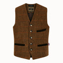 Alcott Formal Waistcoat, vest, Derby Tweed, brun med rød stribe