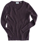 Lauder Ladies V-Neck Cable Pullover, redwood vinrød