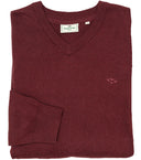 Stirling II pullover, bomuld, v-hals, berry red