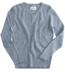 Lauder Ladies V-Neck Cable Pullover, blågrå