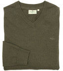 Stirling II pullover, bomuld, v-hals, fern green
