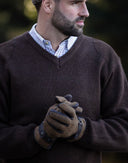 Handske Brookmore, brun, med derby tweed og læder