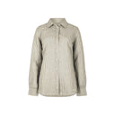 Butterfly Women’s Long Sleeve Linen Shirt, khaki/hvid stribet