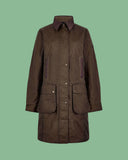 Clifford Ladies LONG Waxed Jacket PRIMALOFT foret, Olivengrøn