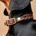Central Park halsbånd flettet læder, Saddle Brown Gold