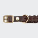 Central Park halsbånd flettet læder, Saddle Brown Gold