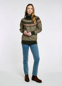 Devlin Ladies Fairisle Sweater, olive multi
