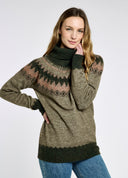 Devlin Ladies Fairisle Sweater, olive multi