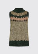 Doyle Ladies Fairisle vest, olive multi