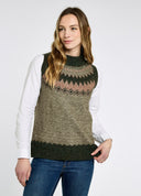 Doyle Ladies Fairisle vest, olive multi