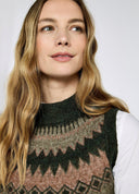 Doyle Ladies Fairisle vest, olive multi