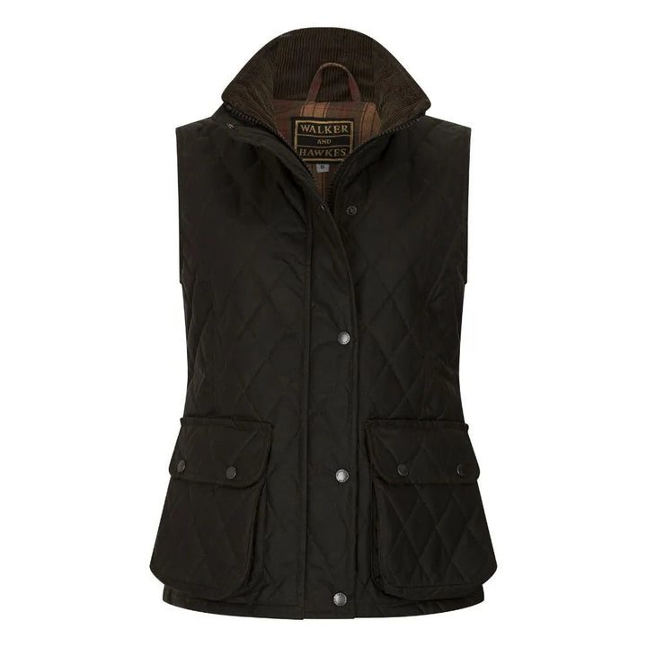 Haxby Ladies Wax Diamond Quilted Gilet vest, olivengrøn