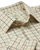 Ambassador Luxury Tattersall skjorte, creme, navy/vinrød