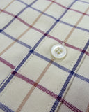 Ambassador Luxury Tattersall skjorte, creme, navy/vinrød