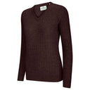 Lauder Ladies V-Neck Cable Pullover, redwood vinrød