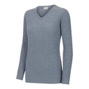 Lauder Ladies V-Neck Cable Pullover, blågrå