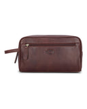 Monarch Leather Wash Bag toilettaske, conker mørkebrun