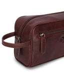 Monarch Leather Wash Bag toilettaske, conker mørkebrun