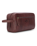 Monarch Leather Wash Bag toilettaske, conker mørkebrun