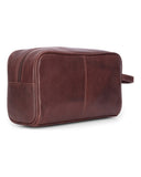 Monarch Leather Wash Bag toilettaske, conker mørkebrun