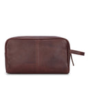 Monarch Leather Wash Bag toilettaske, conker mørkebrun