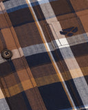 Arran overshirt, microfleeceforet, blå/brun tern