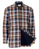 Arran overshirt, microfleeceforet, blå/brun tern