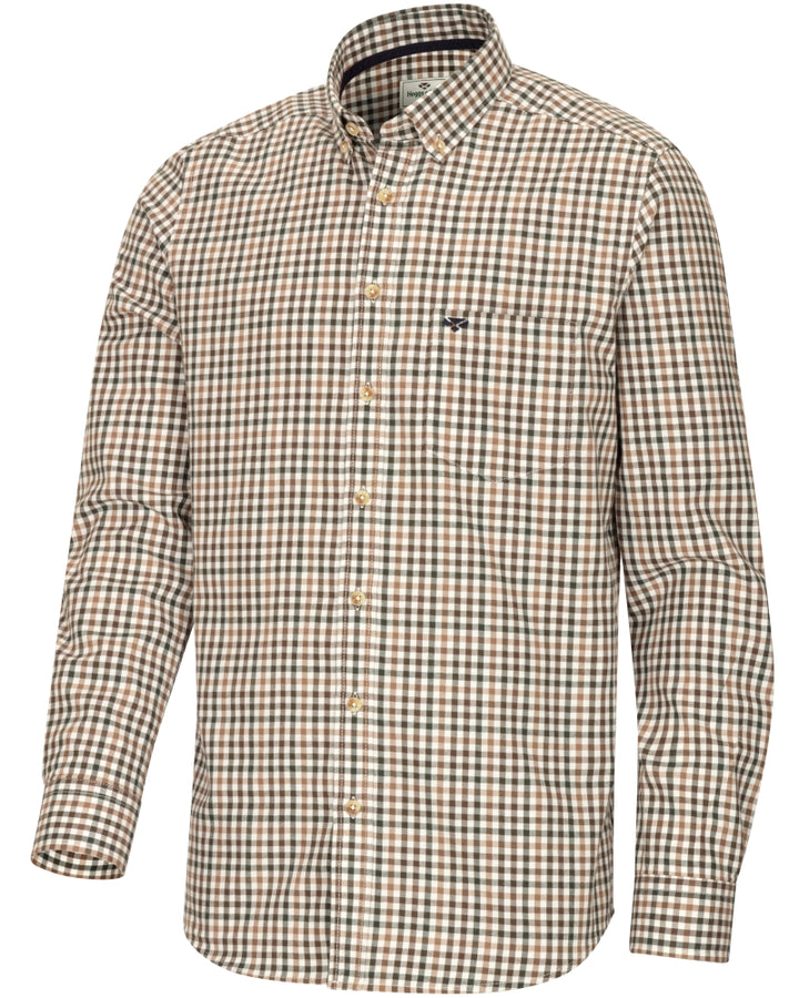 Garvock bomuldstwill skjorte, beige/grøn/cognac