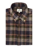 Kirkwall Brushed Flannel Check skjorte, blå/brun tern