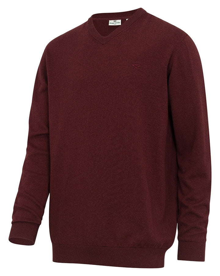 Stirling II pullover, bomuld, v-hals, berry red