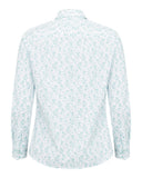 Thistle Print Shirt skorte med stretch, grønt print på hvid baggrund