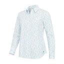 Thistle Print Shirt skorte med stretch, grønt print på hvid baggrund