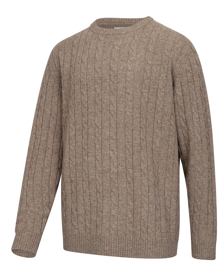 Jedburgh Crew Neck Cable Pullover, uldmix, oatmeal