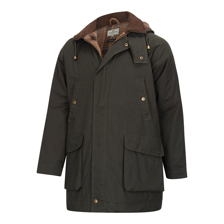 Kelso Waterproof Gents Wax Jacket, oilskinsjakke m. hætte, grøn