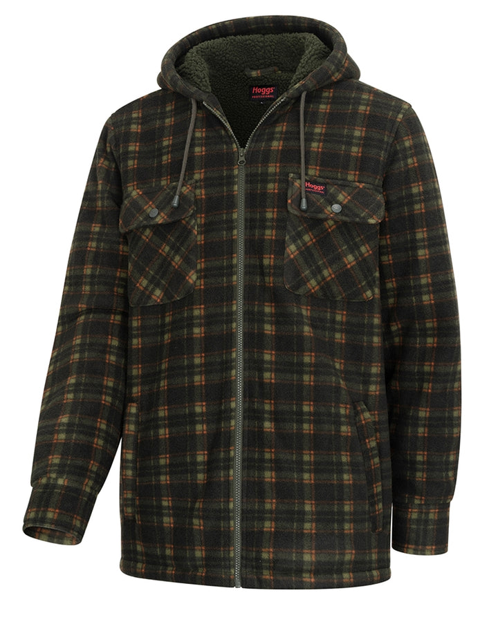 Caithness Hooded Fleece Shacket overshirt, grøn tern