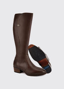 Downpatrick Ladies Knee-high læderstøvle, Old Rum brun