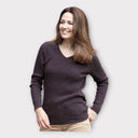Lauder Ladies V-Neck Cable Pullover, redwood vinrød