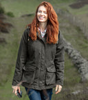 Kelso Ladies Wax Jacket, oilskinsjakke m. hætte, olivengrøn