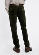 Stride mens fløjlsbukser, olivengrøn m. stretch