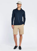 Freshford Mens langærmet polo, marineblå