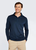 Freshford Mens langærmet polo, marineblå