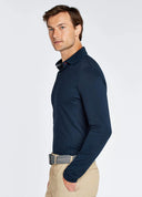 Freshford Mens langærmet polo, marineblå