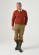 Streetly pullover, tiger, v-hals classic fit, herre, lammeuld