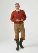 Streetly pullover, tiger, v-hals classic fit, herre, lammeuld