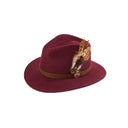 Richmond filt hat m. fjer, vinrød